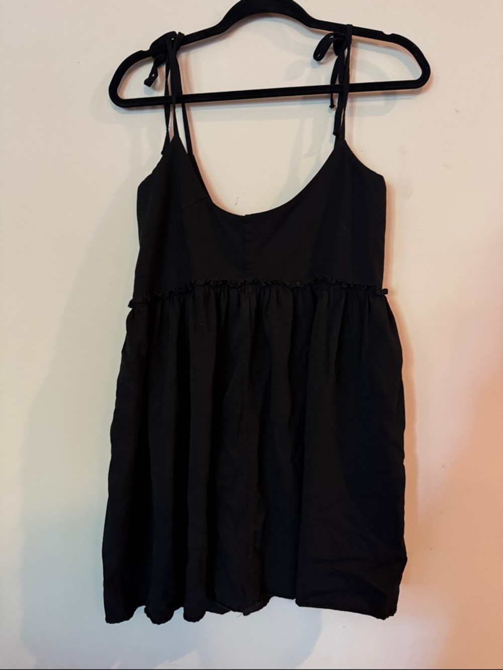Black Tie-Shoulder Mini Dress